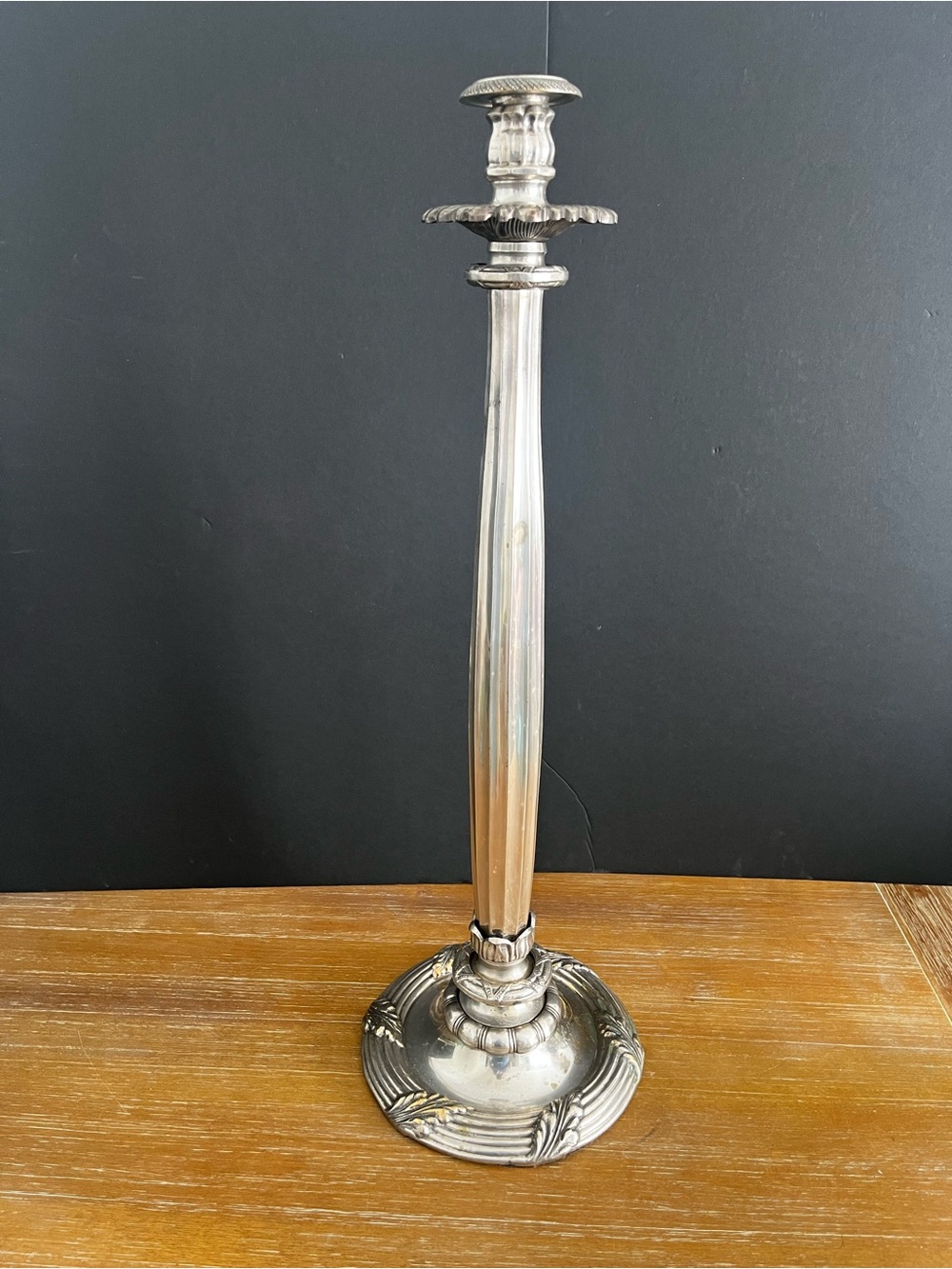 Vintage Bombay Silver Plated Ornate Taper Candle Holder 24" Tall Heavy XL